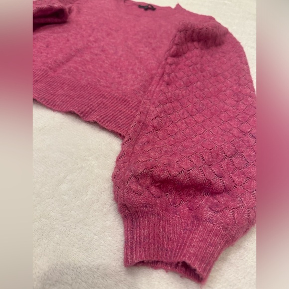 Lulu's Fuchsia Sweater with Patterned Sleeves - Picture 4 of 6